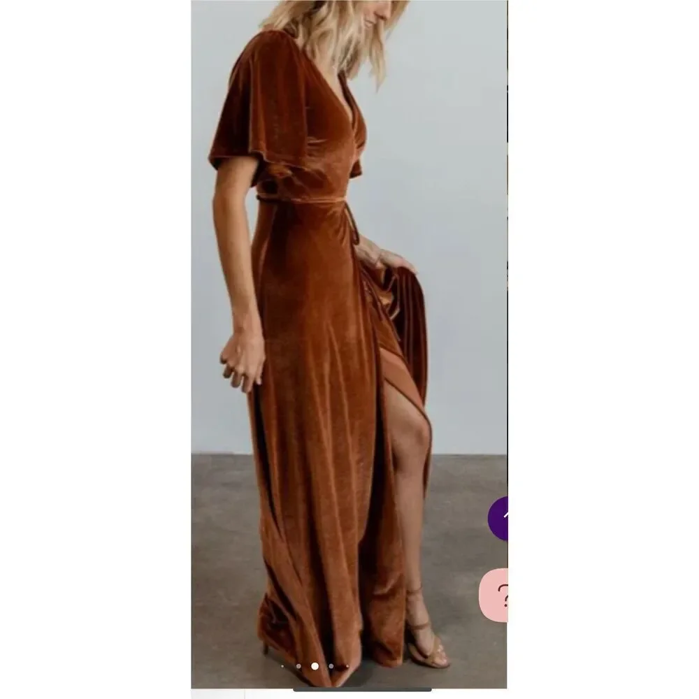Baltic Born Megan Velvet wrap maxi dress S